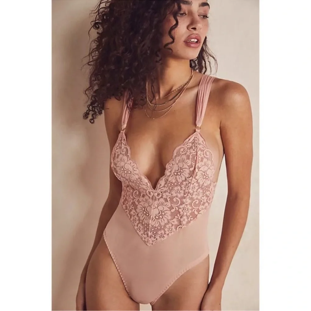 NEW WE ARE HAH CHEAP & CHEERFUL BODYSUIT/LINGERIE in Copper Rose size XSmall NWT - Picture 2 of 3